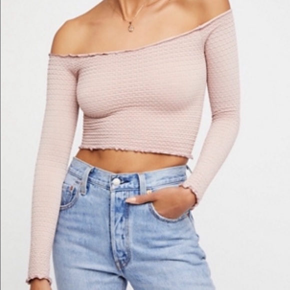 Free People Tops - Free people pink long sleeve crop top small